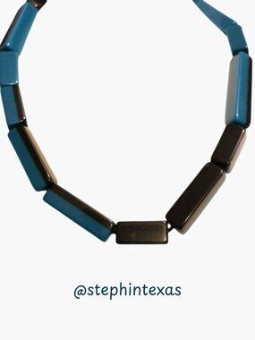MARNI for H&M Chunky Resin Bead Necklace Black and Blue Statement 2012 Marni